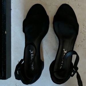 Allegra K Black Faux Suede Heels